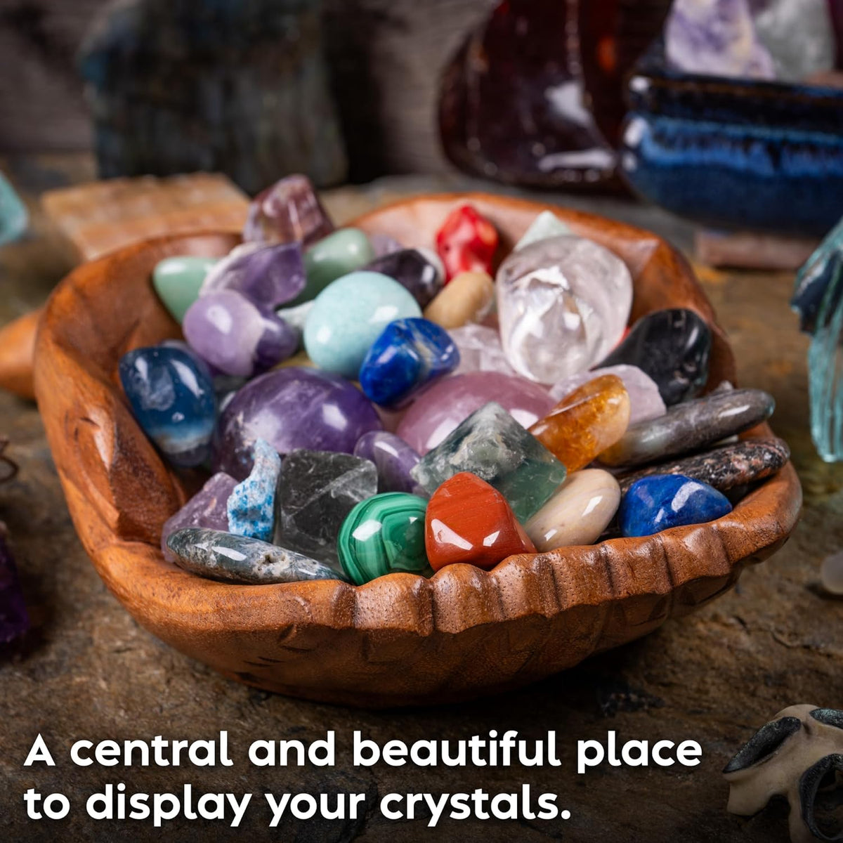 Wooden Hands Bowl, Crystal Display, Rock Display, Natural, Large