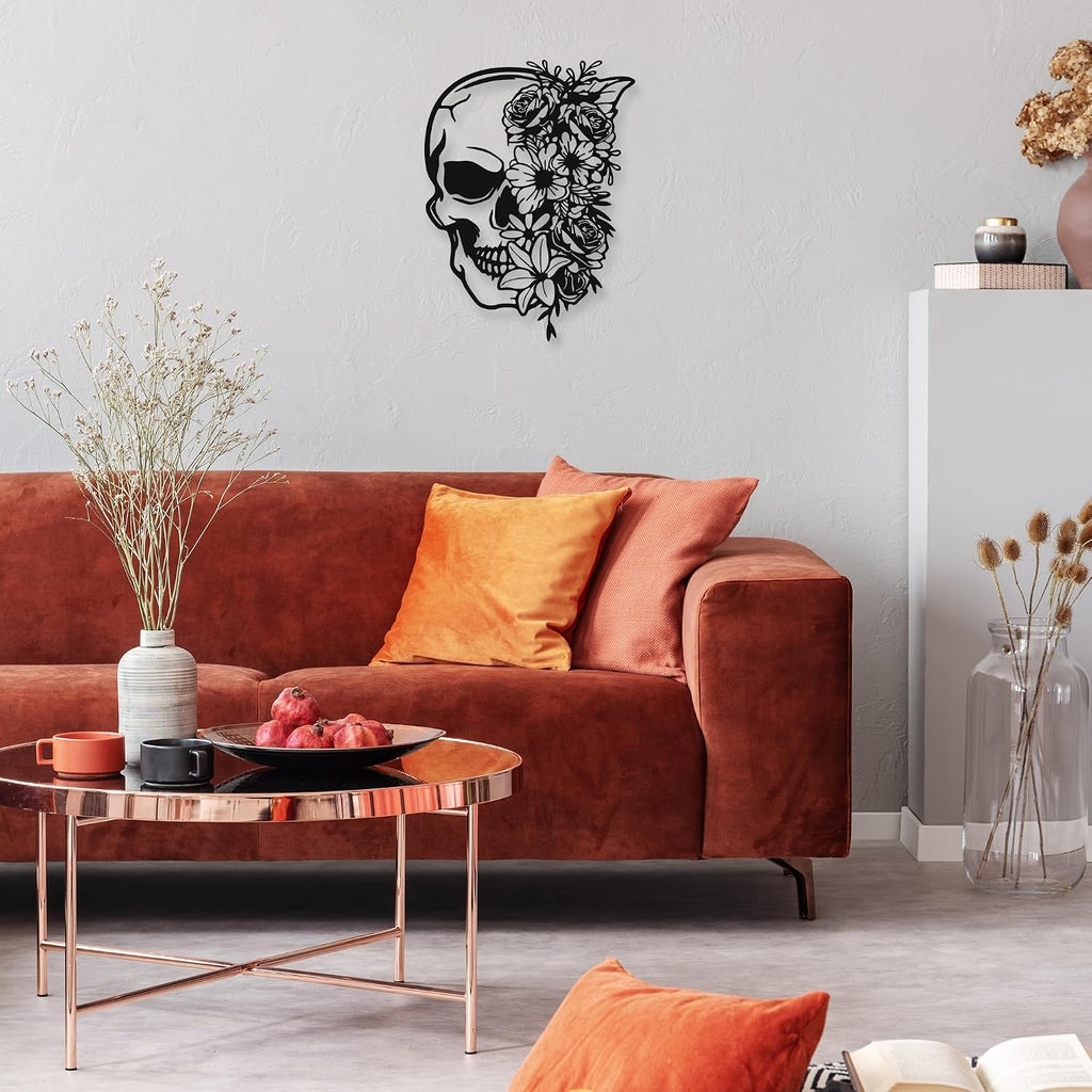Rajukit Skull Wall Decor with Floral, Gothic