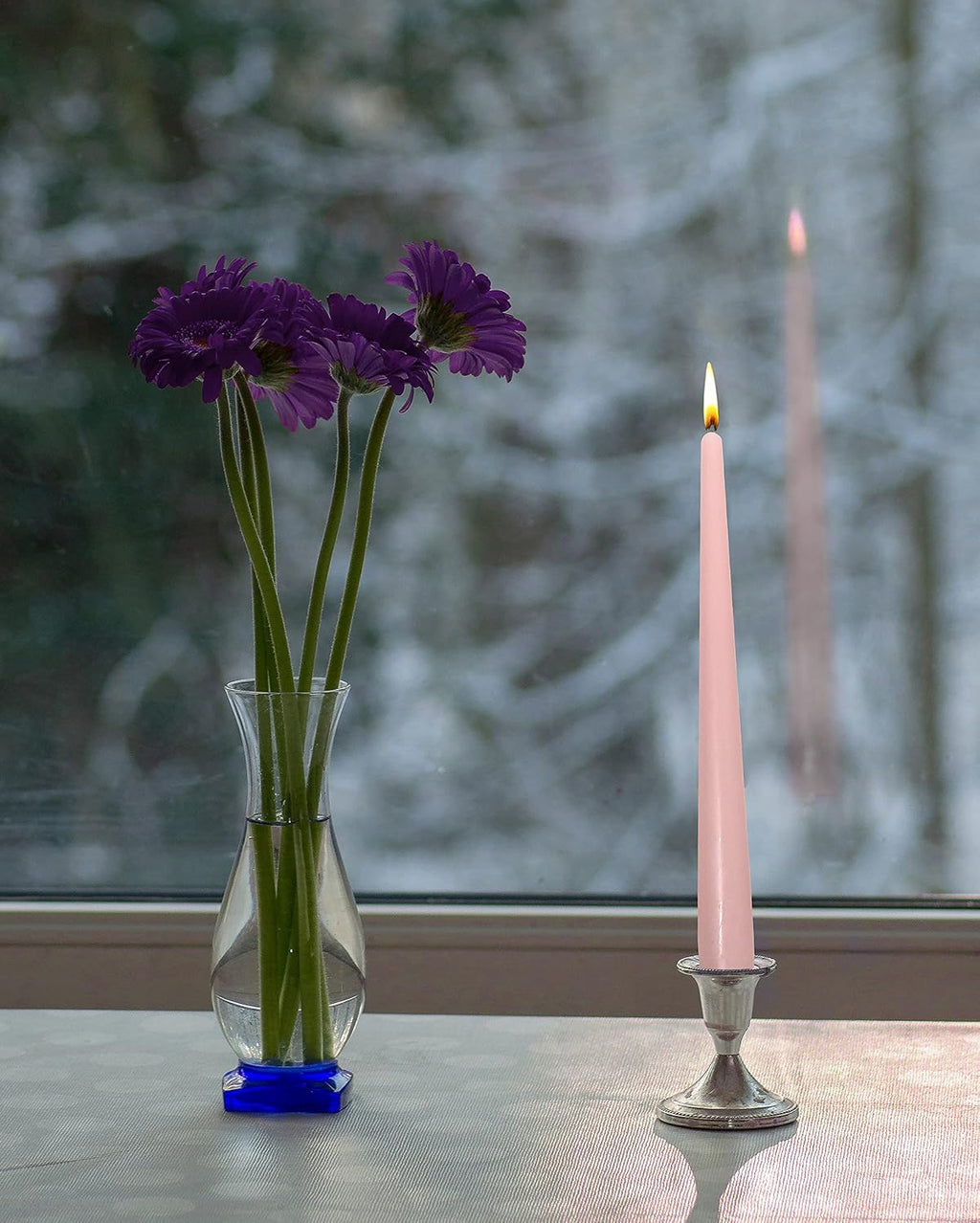 Hyoola Tall Taper Candles - 10 Inch Light Pink Unscented Dripless Taper Candles - 8 Hour Burn Time - 12 Pack