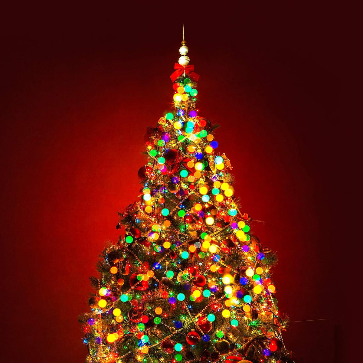 Ruisita Christmas Globe LED String Lights 19 FT 70 Red, Green, White Color LED String Lights, UL Certified String Lights for Outdoor and Indoor, Holiday, Fairy Garden, Patio, Christmas Decor