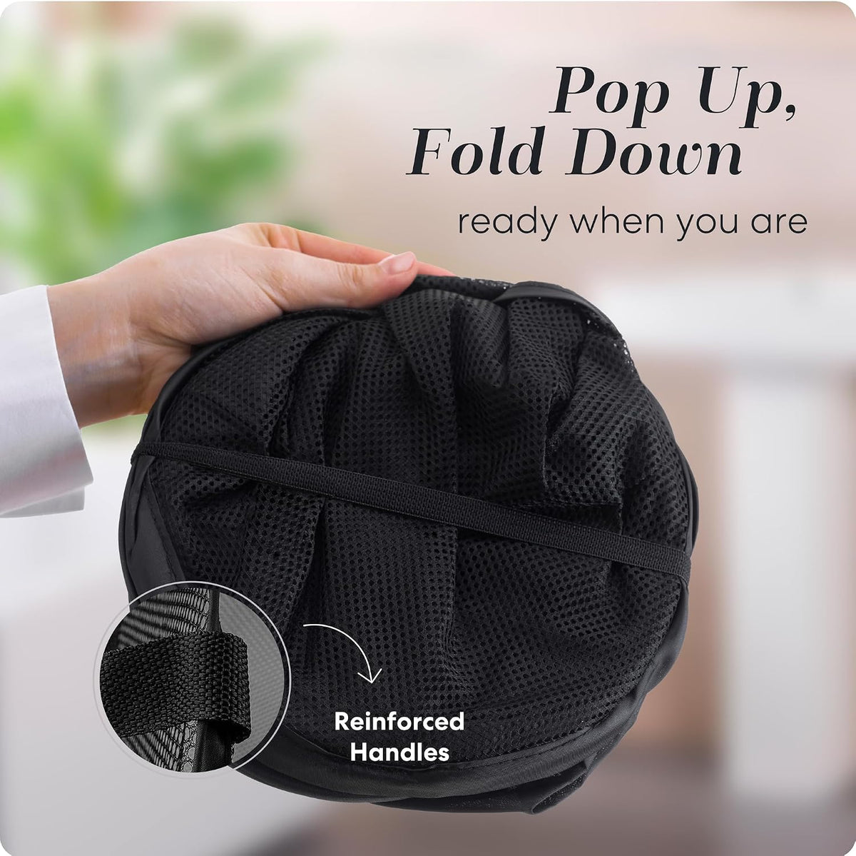 Handy Laundry Double Pop Up Laundry Hamper, 2 Section Mesh, Black