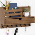 Key Holder Wall Mount, Mail Organizer with 7 Hooks and Storage Drawer