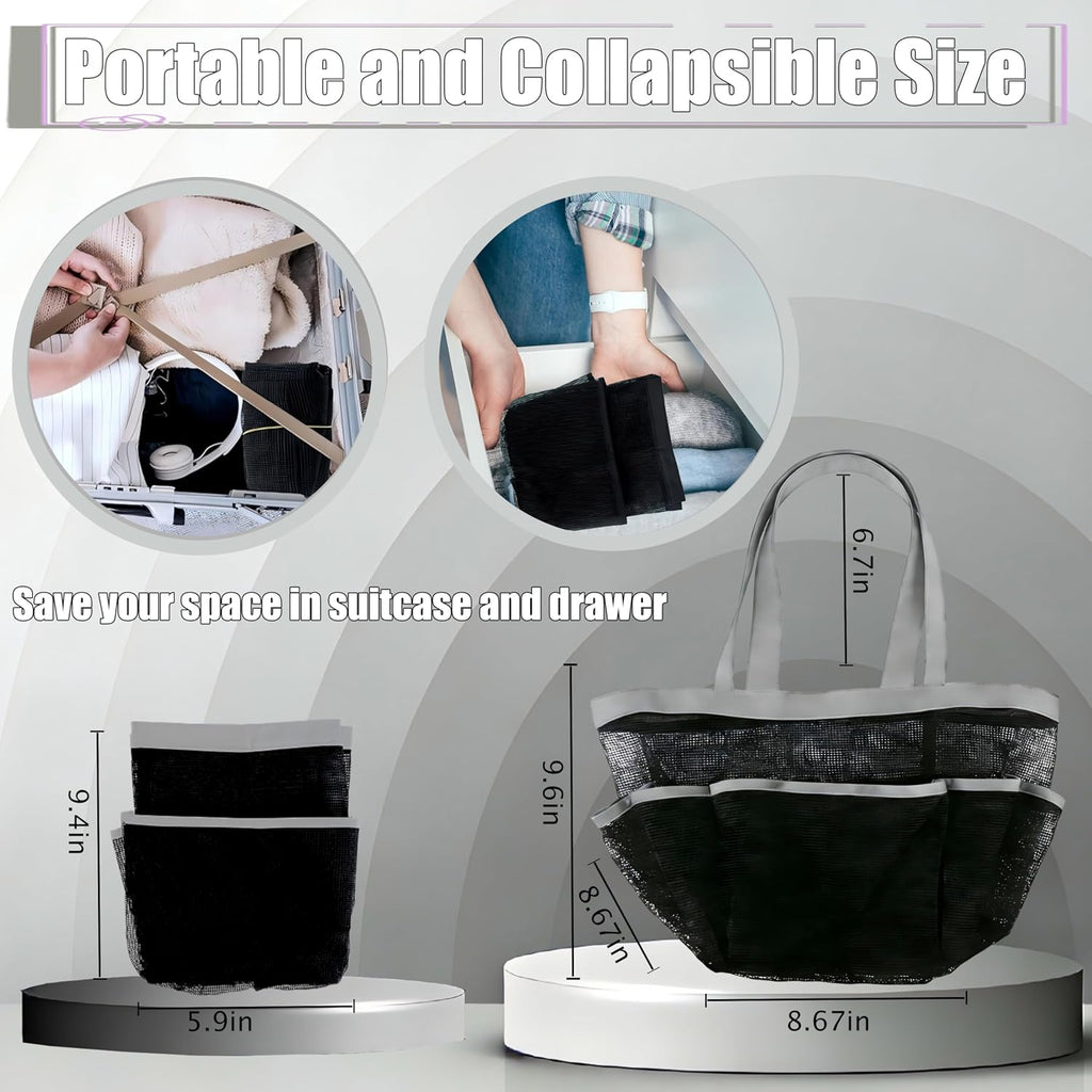 Mesh Shower Caddy Portable - 9 Pockets, Shower Bag for Dorm Room Camping