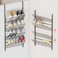 SWTYMIKI Over the Door Shoe Organizer - Adjustable 4 Tier Hanging Shoe Rack Organizer, Metal Heavy Duty Behind Door Storage or Wall Mount Shoes Shelf for Flats, Heels, Sneakers, Boots Black