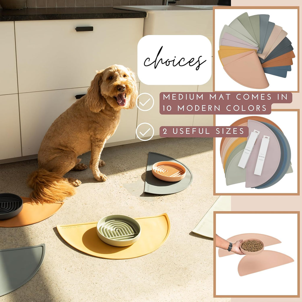 Silicone Dog Food Mat - Pet Placemat, 21" x 10.5" Deep, Large - Spruce
