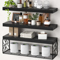 RALGEND Floating Shelves for Wall, 23.6" Bathroom Shelves Over Toilet Set of 3, 1.5" Thick Hanging Wall Mounted Shelf Storage, Farmhouse Home Decor for Bedroom, Living Room, Kitchen, Black 6001BJBB