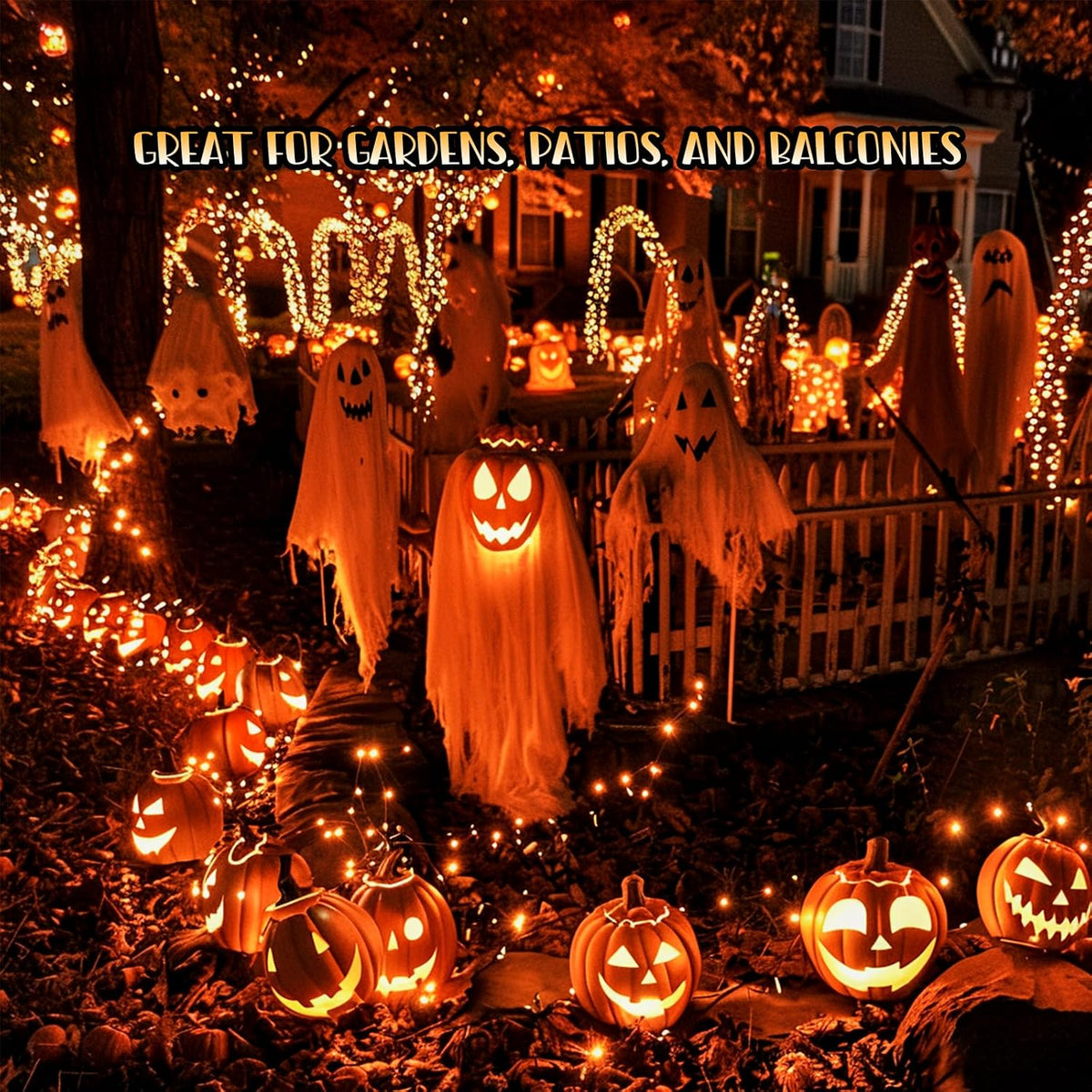 JMEXSUSS 8 Pack 50 LED Orange Halloween Lights Battery Operated
