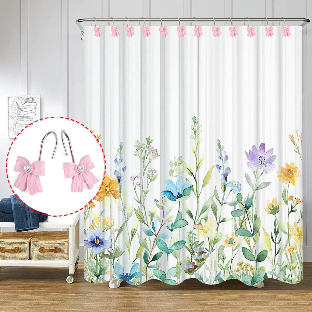 Shower Curtain Hooks, Pink 12 Pack for Bathroom Decor