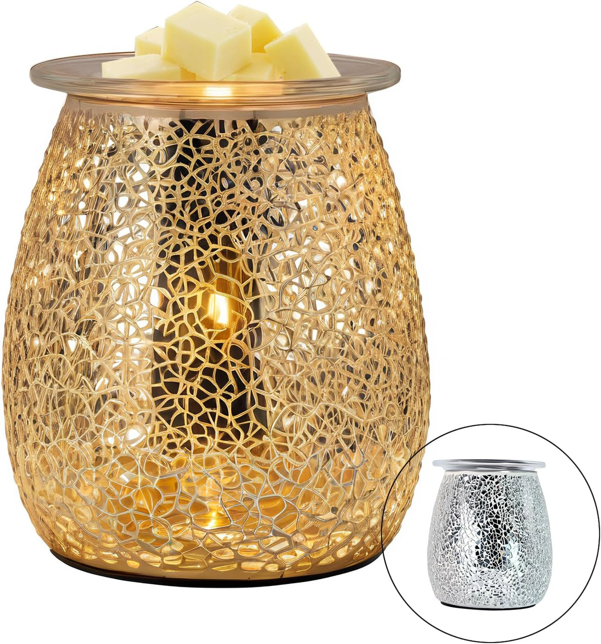 Electric Wax Warmer,Electric Wax Melt Warmer，Ice Crack Glass Pattern for Home Office Gifts & Decor (Cracked Glass)