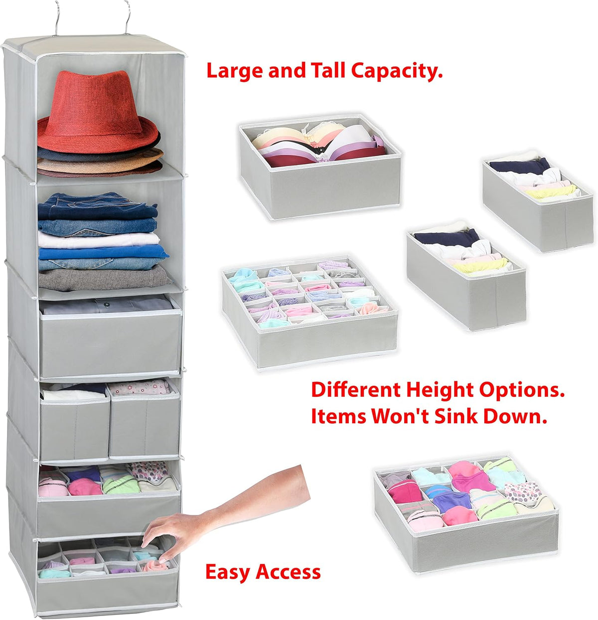 Simple Houseware 6 Shelf Hanging Closet Organizer with 5 Drawers Storage