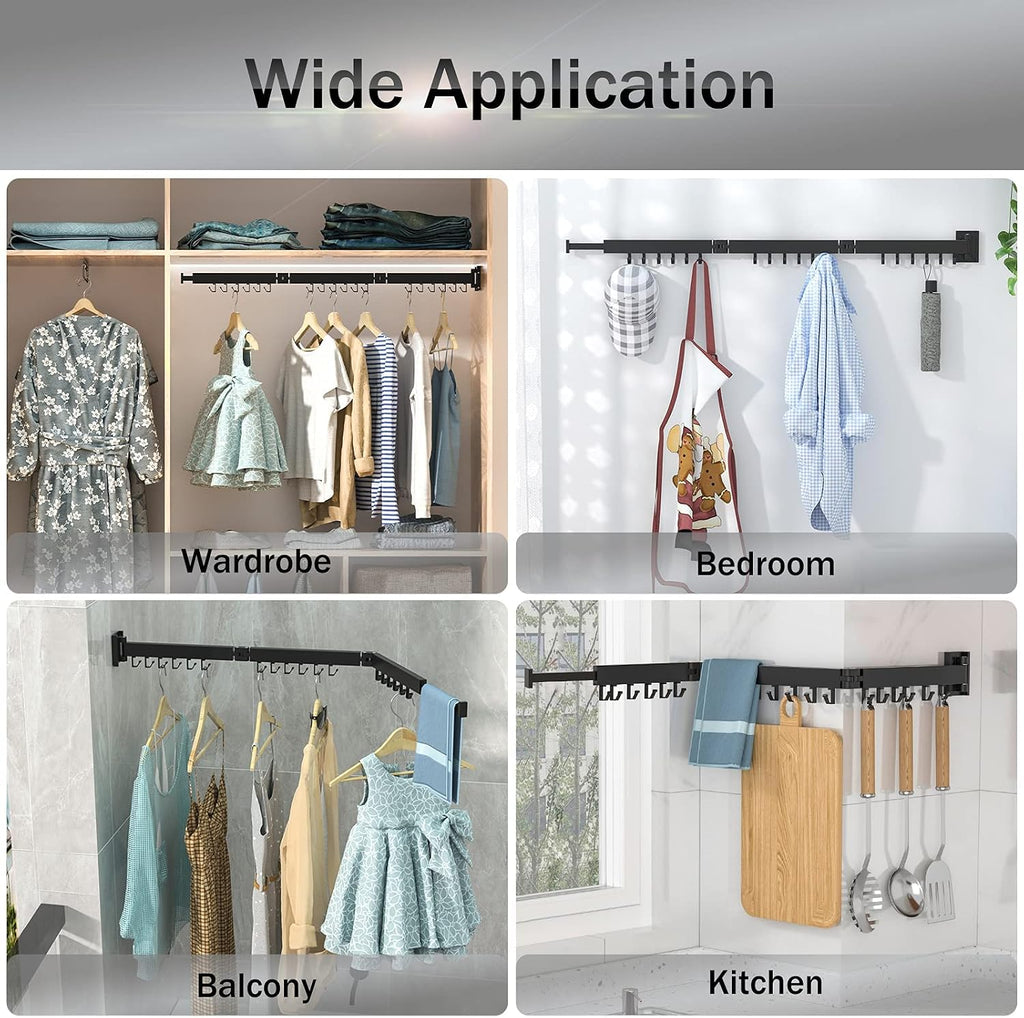 BOQORAD Drying Rack Clothing,Clothes Drying Rack Wall Mounted,Collapsible Hanging Racks for Laundry,Laundry Drying Rack,Wall Mounted Clothes Rack
