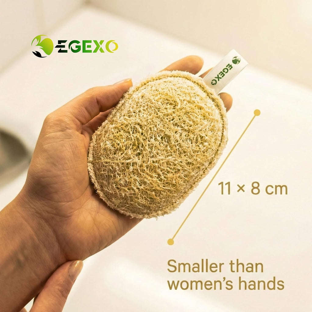 Kitchen Loofah Sponge (4 Pack), Dual Sided Loofahs for Kitchen Dishwashing