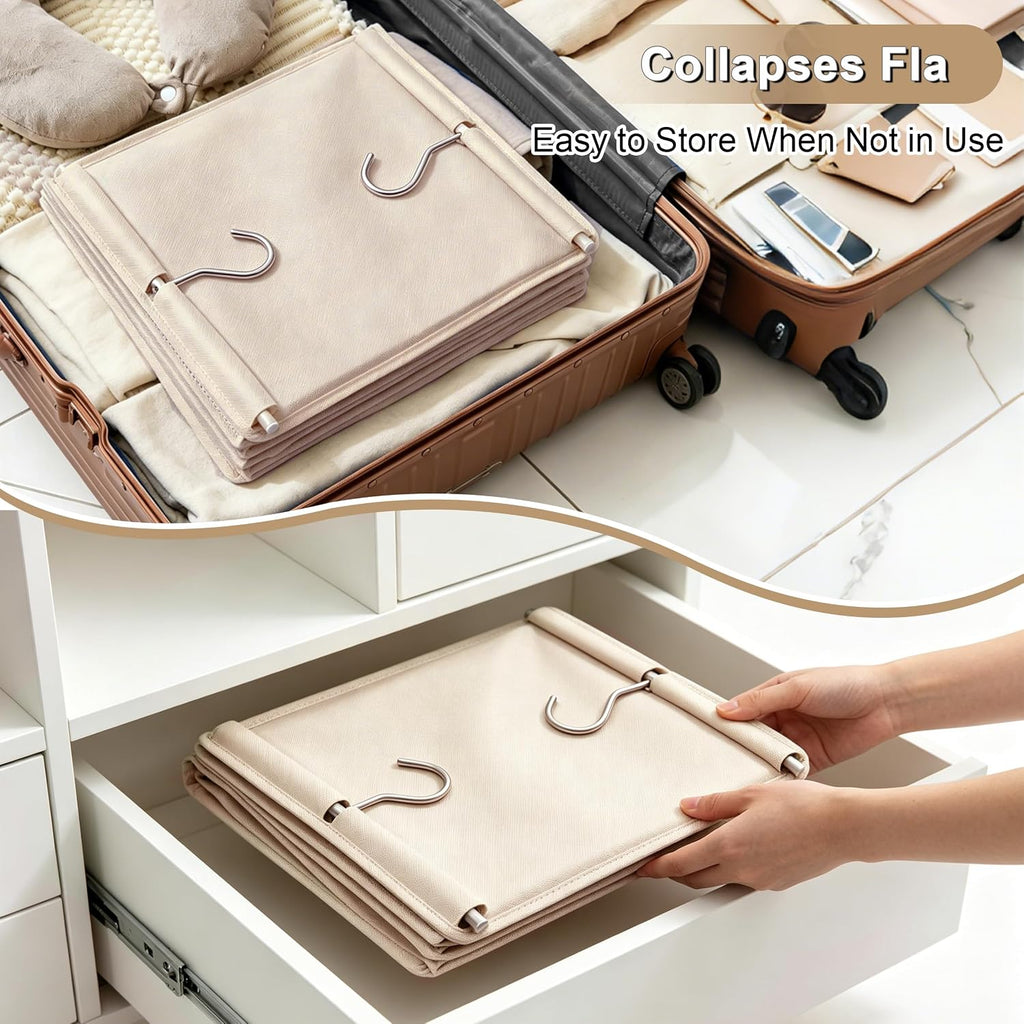 Foldable Hanging Closet Organizer, 5-Shelf Hanging Shelves with Side Pockets, Space Saving Storage for Clothes and Accessories