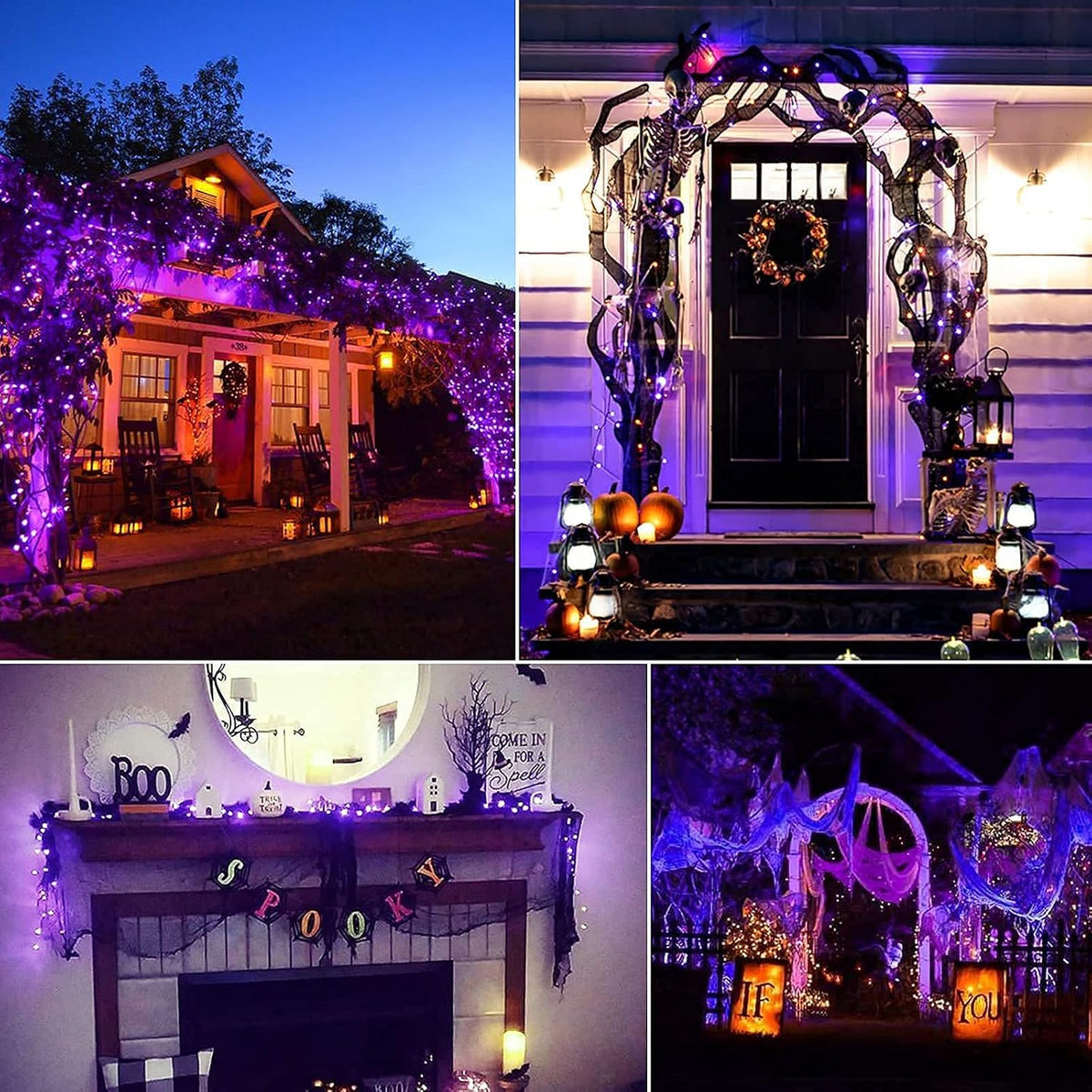 Halloween Battery Operated String Lights, 2 Pack 17.8 Feet 50 LED Purple