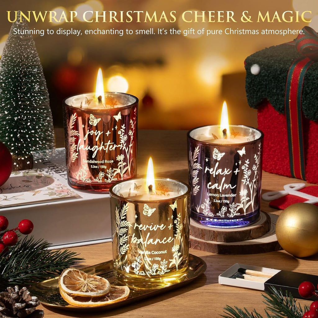 Candles for Women, 3 Pack Soy Wax Candle Gift Sets for Home Scented