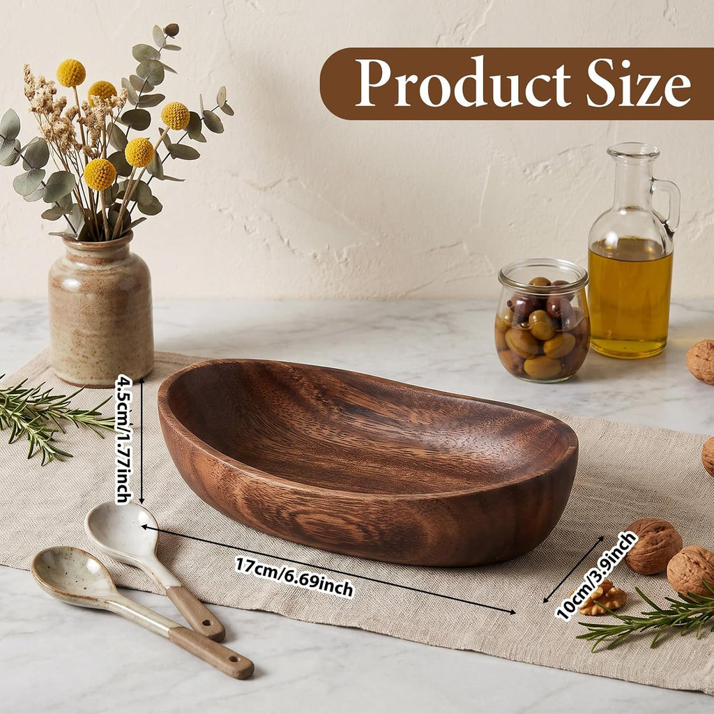 Wooden Decorative Bowl, Handcrafted Decorative Boat Bowl Walnut Wood