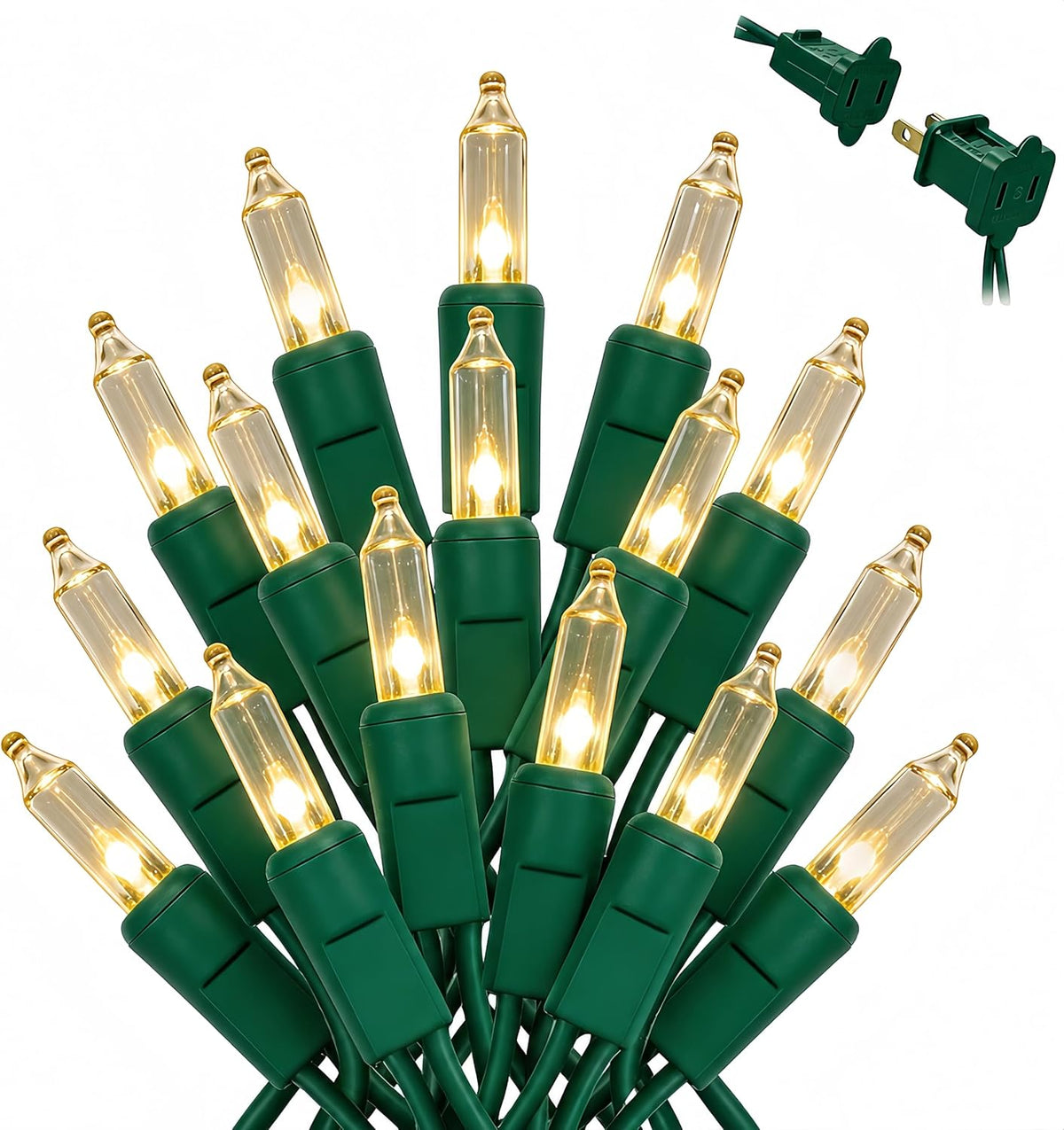 2Pack Christmas Lights Clear White 100 Count Incandescent String Light UL Certified Connectable 21feet Christmas Tree Lights for Indoor Outdoor Wedding Christmas Decorations Valentines Day Decor