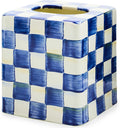 MACKENZIE-CHILDS Tissue-Box Cover, Blue-and-White Royal Check, Square