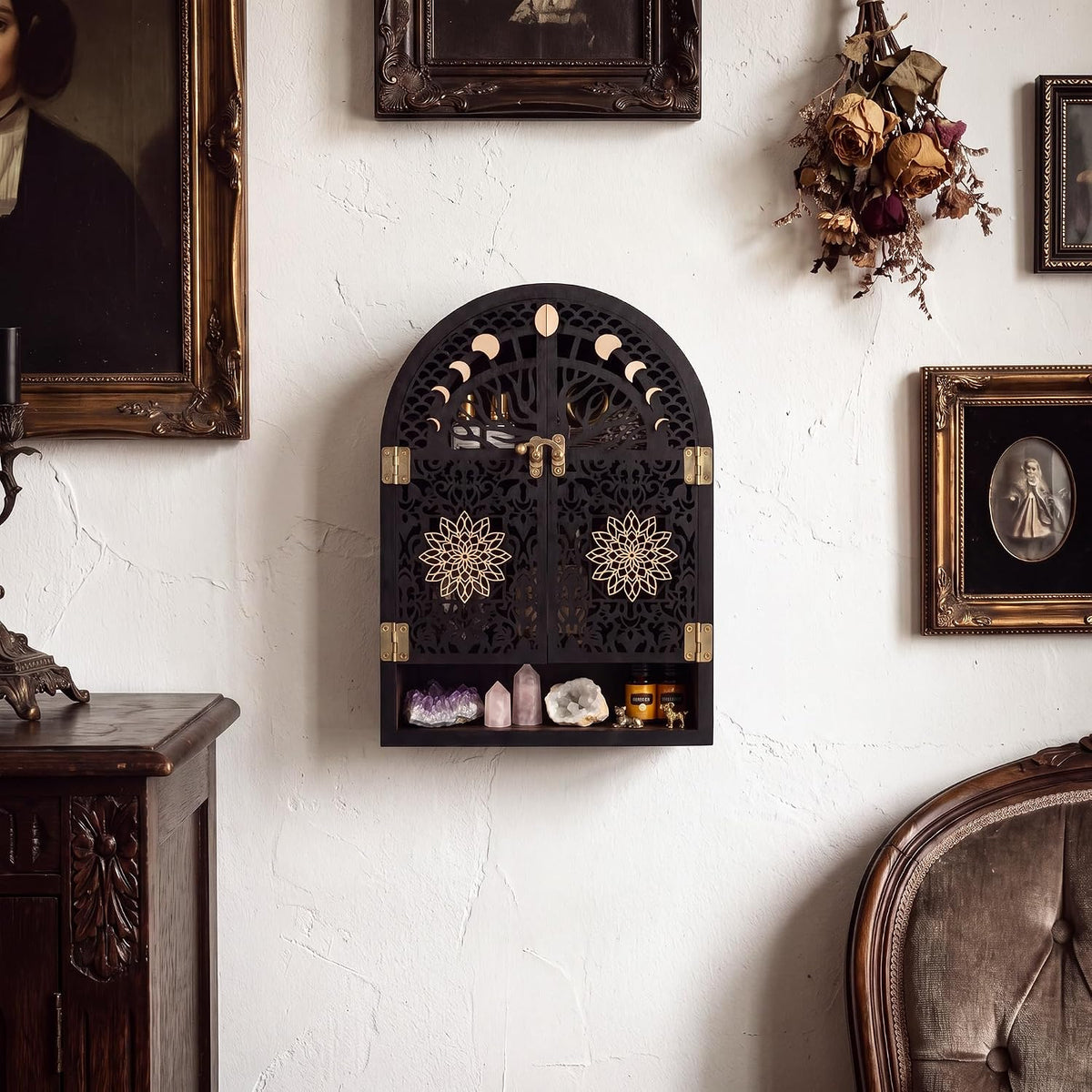 Crystal Display Shelf, Trinket Shelf, Gothic Decorative Wall Shelves