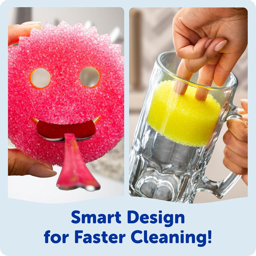 Scrub Daddy Scrub Mommy Kitchen Sponges for Dishes & Wiping Spills - Dual-Sided Dish Scrubber Sponge for Cleaning - Multi-Colored Bulk Pack - Stain & Odor Resistant (9 Count)