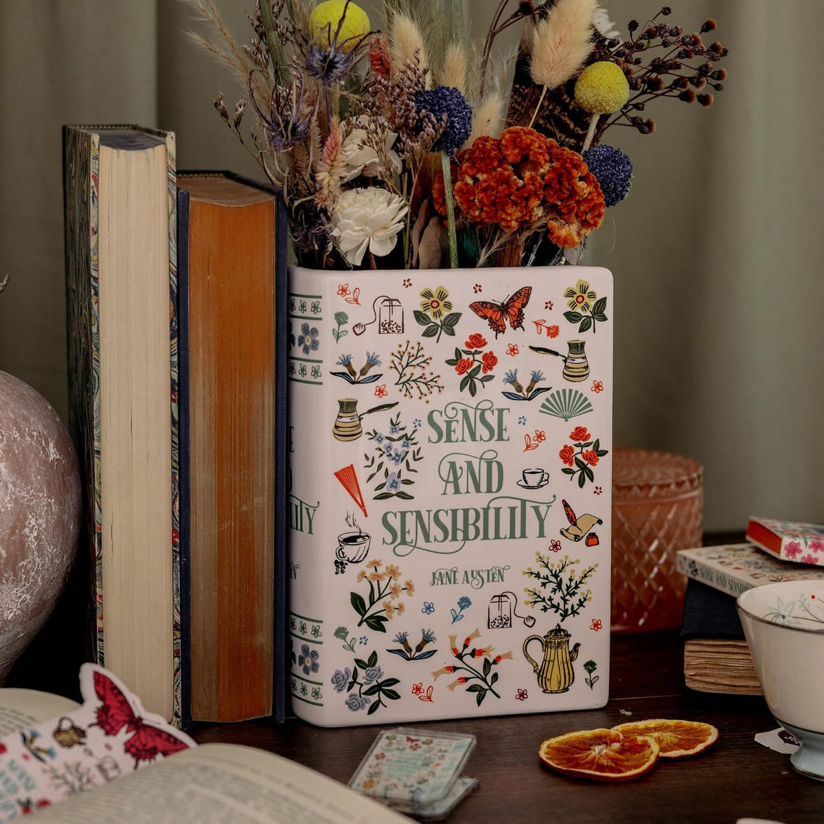 Steel Mill & Co. Ceramic Book-Shaped Vase, Sense and Sensibility
