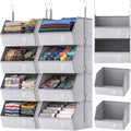 2 Pack 4-Tier Hanging Closet Organizer, Detachable Hanging Storage Shelves with Reinforced Side Panels, Hanging Closet Organizer for Clothes, Sweaters, Towels, Socks & Accessories, Gray