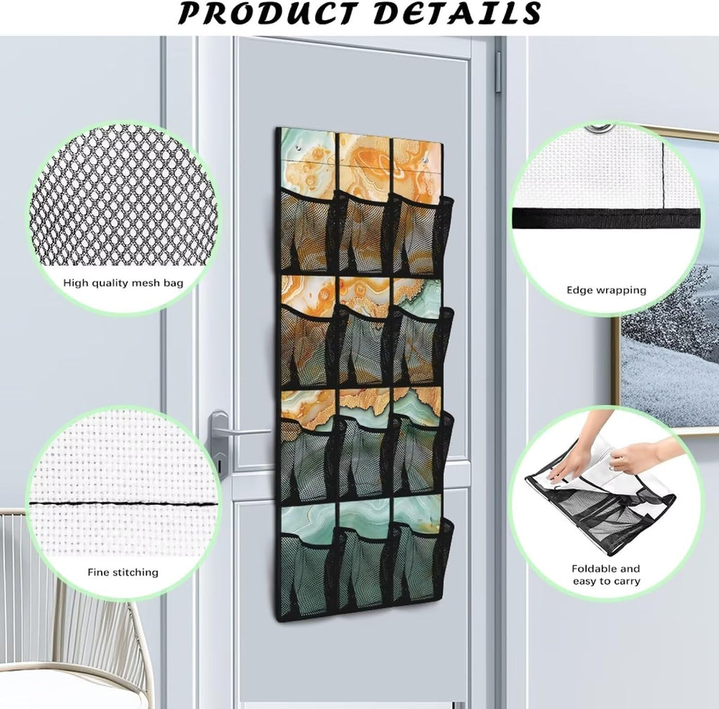 Marble Yellow Design Hanging Storage Bags,Shoe Organizer Door Hanger,Space Saver Hanging Shoe Storage Hanging Bag