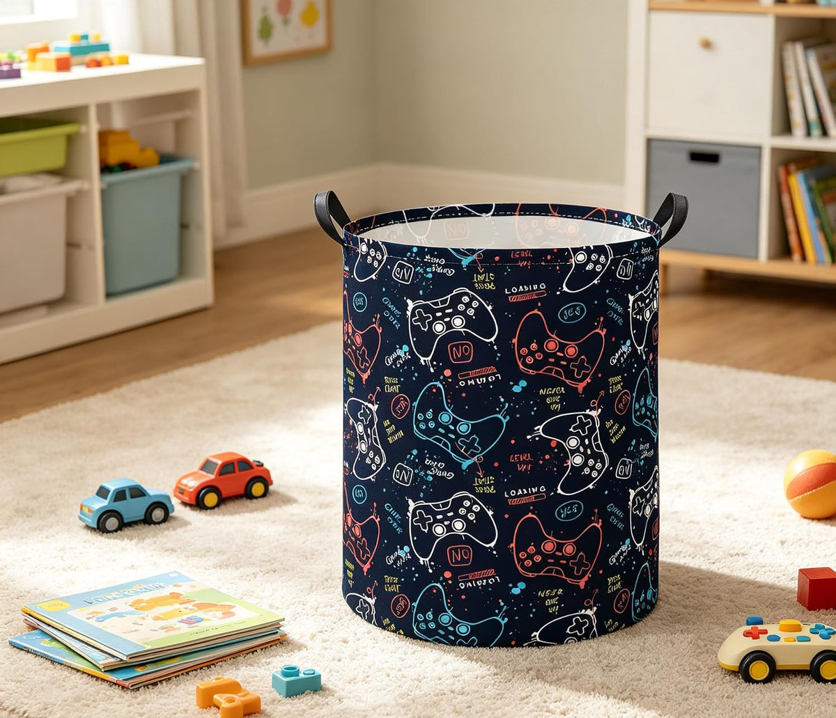 Kids Laundry Basket Baby Hamper for Nursery Storage Bin Organizer (Game)