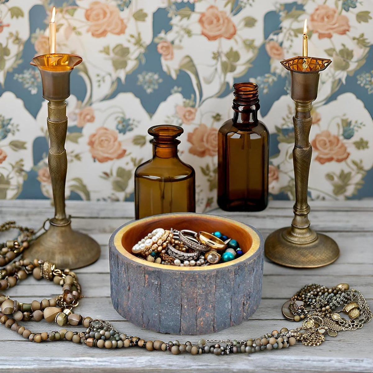 Handcrafted Mango Wood Decorative Bowl with Natural Bark Edge – Rustic Wooden Centerpiece Bowl for Potpourri, Candy Dish, Key Holder & Small Fruit Display – Farmhouse & Boho Home Décor Accent (7 Inch)