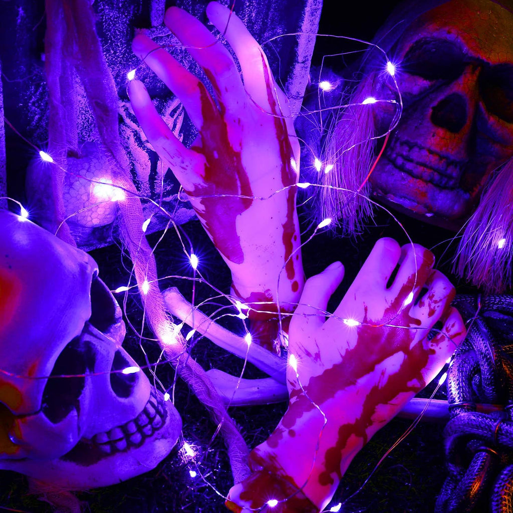BrizLabs Purple Halloween Fairy Lights, Battery Halloween Light with Remote