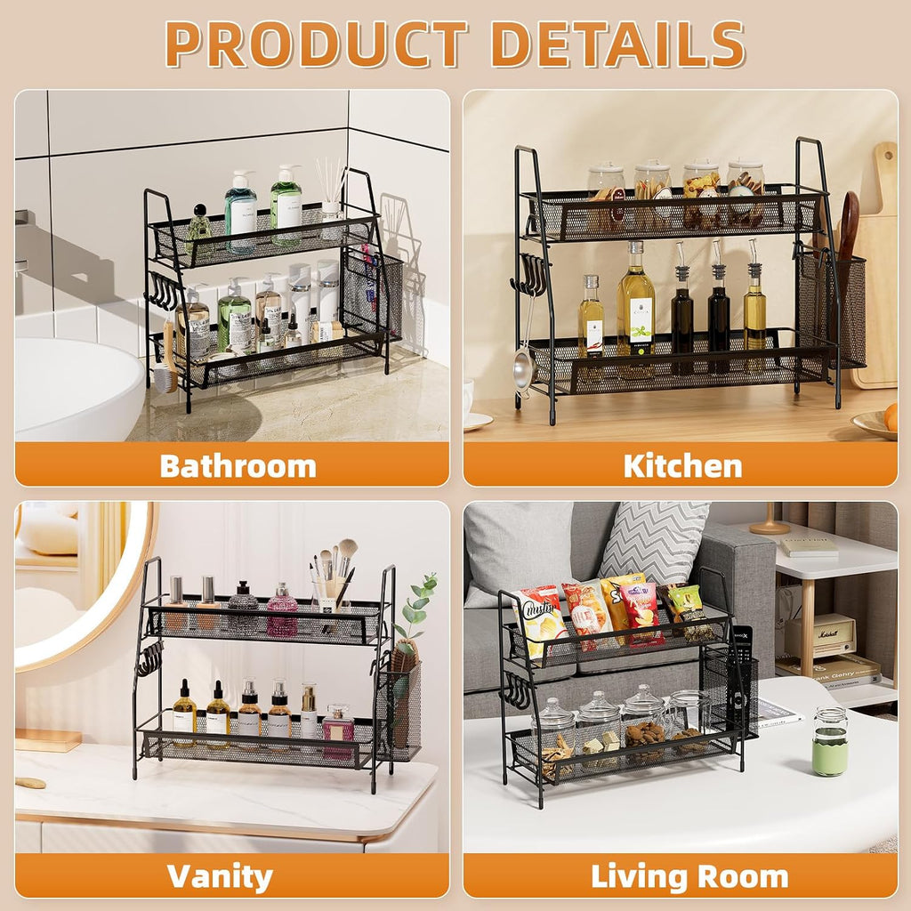 VITVITI 2 Tier Bathroom Countertop Organizer, Vanity Storage Shelf, Black