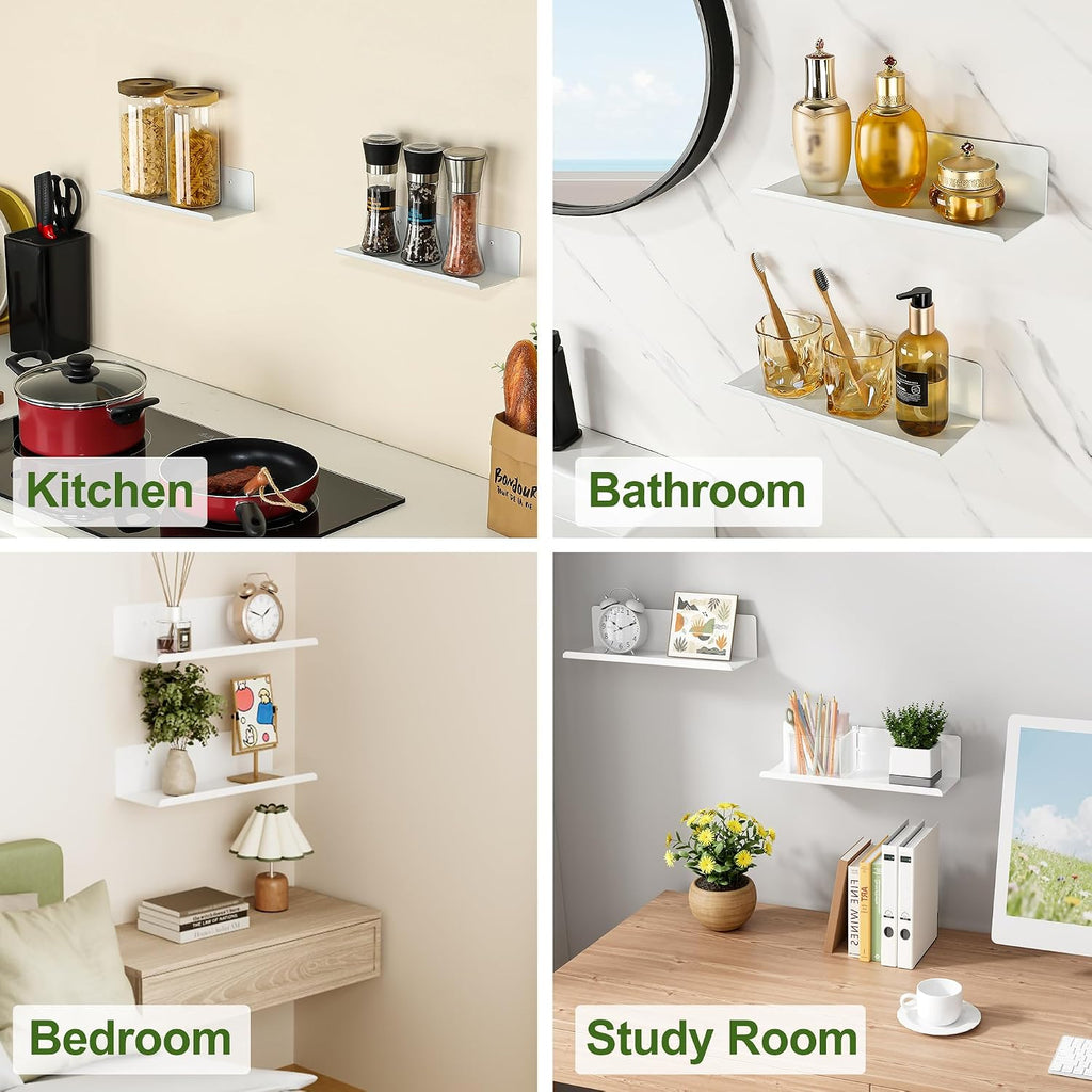 SAYAYO White Floating Shelves for Wall, 12 Inch Screw or Adhesive Shelves
