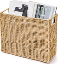 Woven Magazine Holder, Book Basket with Built-in Handles