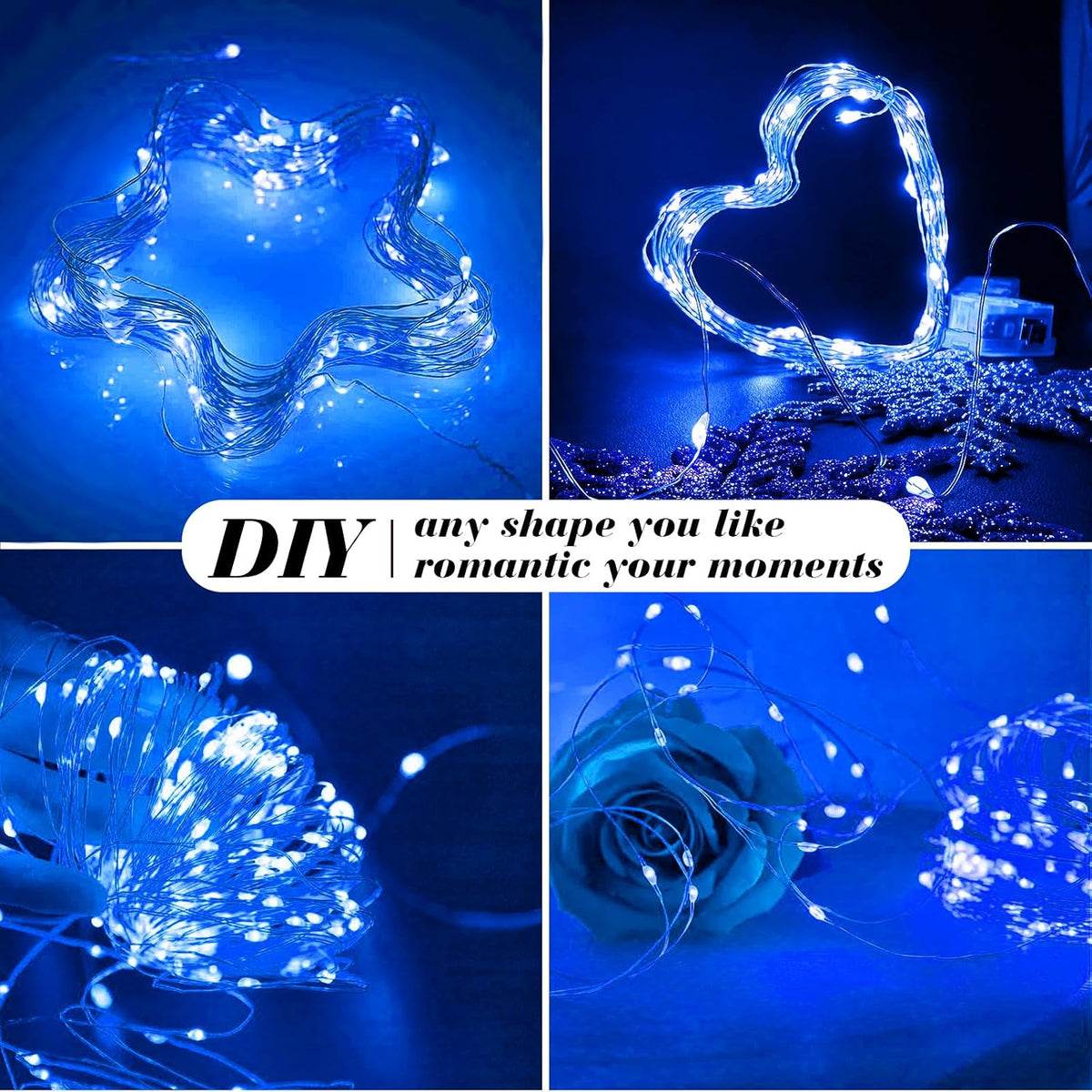 ZGWJ 8 Pack Blue Fairy Lights, Mini String Lights