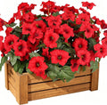 Artificial Flowers for Outdoors, Faux Petunias Spring Summer Decoration, Fake Flowers Plants UV Resistant Look Real Silk Flowers for Outside Planter Front Door Porch Patio Yard (Red)