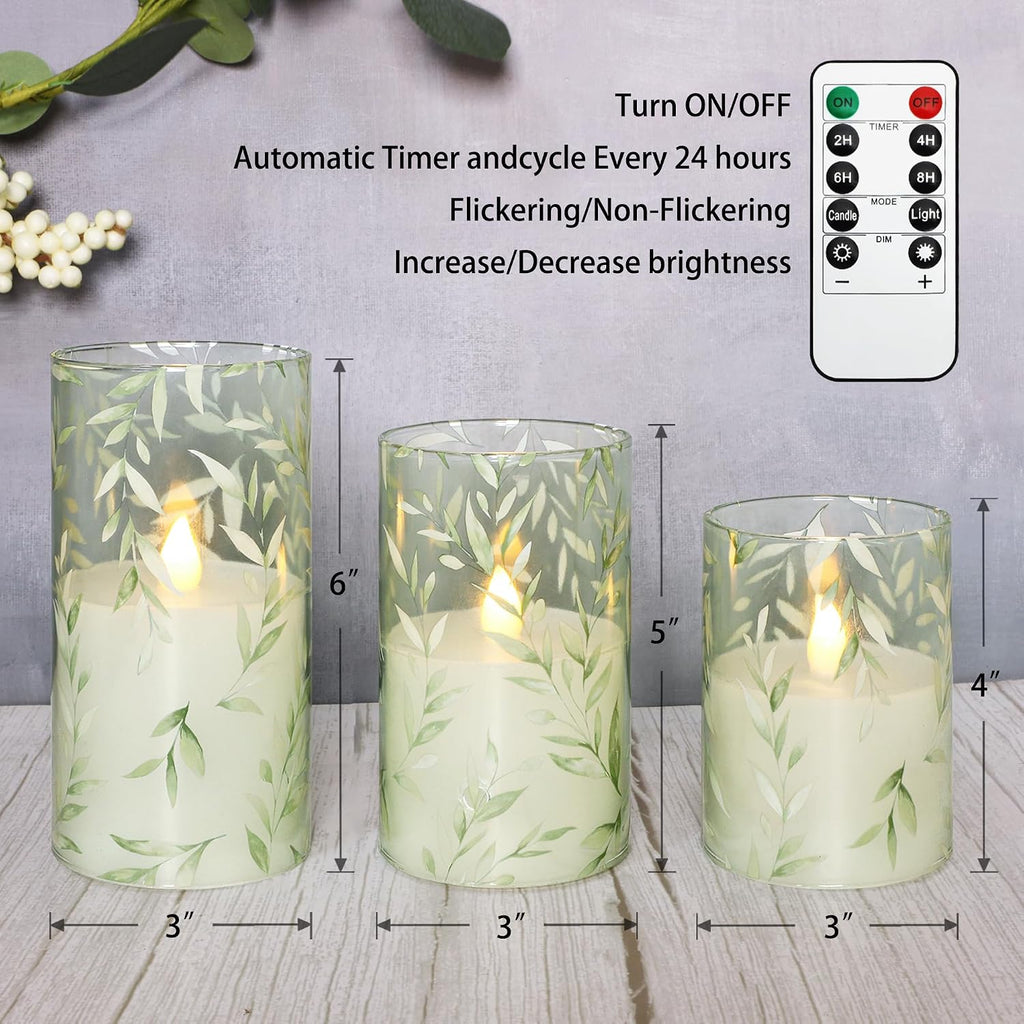 Crystal Club Glass Flameless Candles with Remote Timer