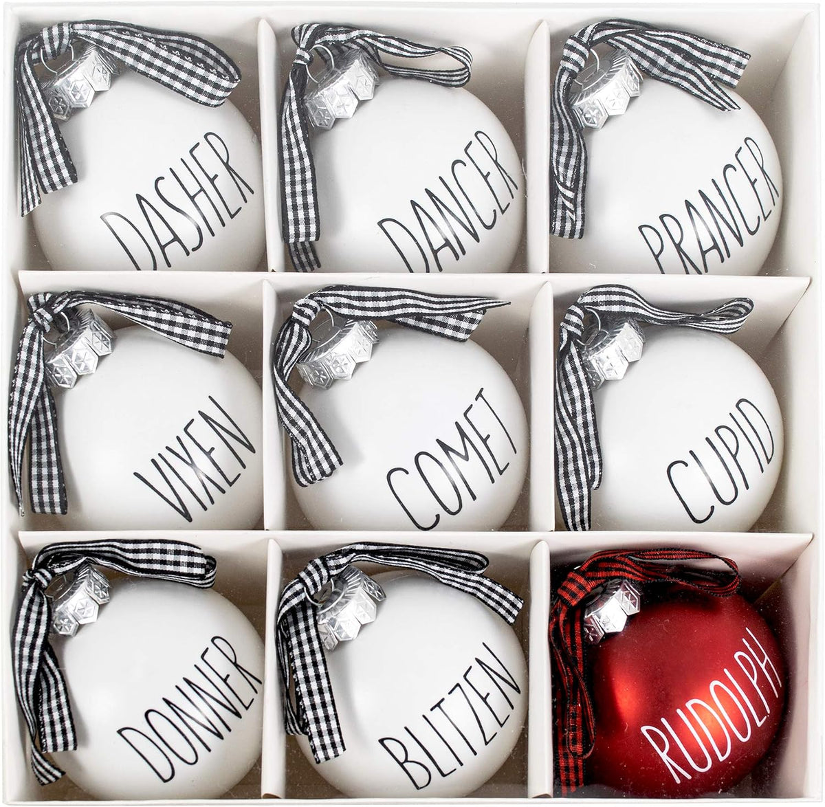 Buffalo Plaid Christmas Tree Ornaments - Set of 9 Shatterproof Bulbs