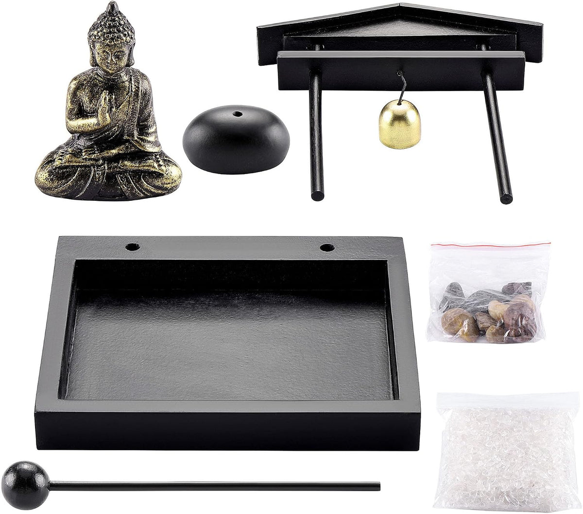 Jovivi Zen Garden Set Buddha Statue, Incense Stick Holder Bowl