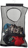 Hanging Mesh Laundry Hamper (30in*20in*2in) Large Dirty Clothes Bag, Can Be Used Behind The Door & Closet & Caravan& Bathroom (Black)