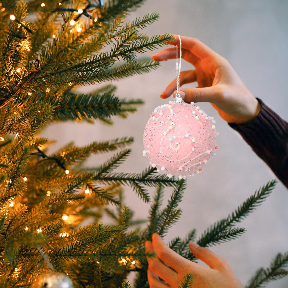 Pastel Christmas Tree Ornaments Decorations, 12 Pcs 3.1 Inch Macaron Shatterproof Foam Christmas Ball Ornaments Set, Christmas Tree Hanging Pendants Xmas Tree Decoration