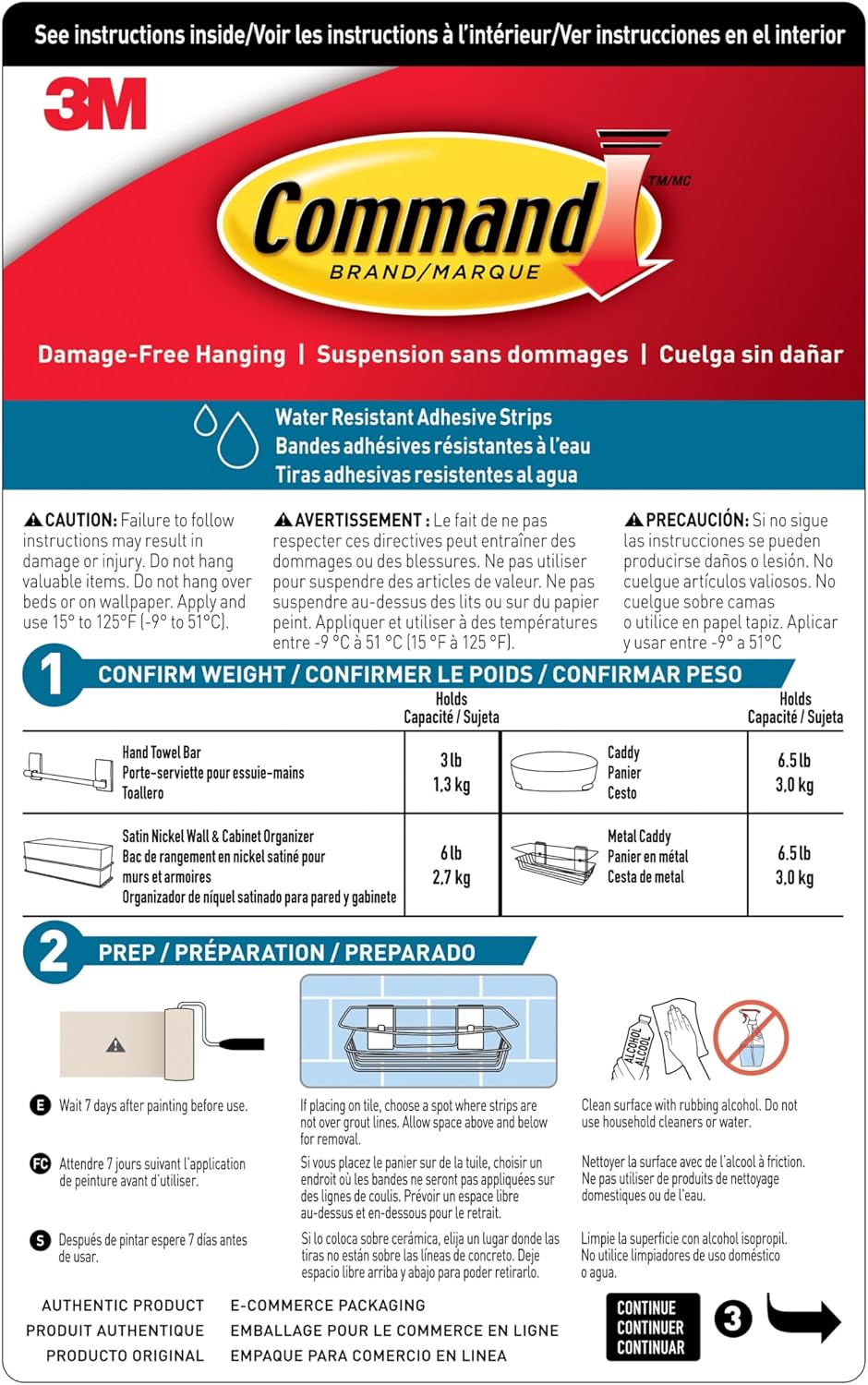 Command Shower Caddy, 1 Caddy, 4 Large Strips