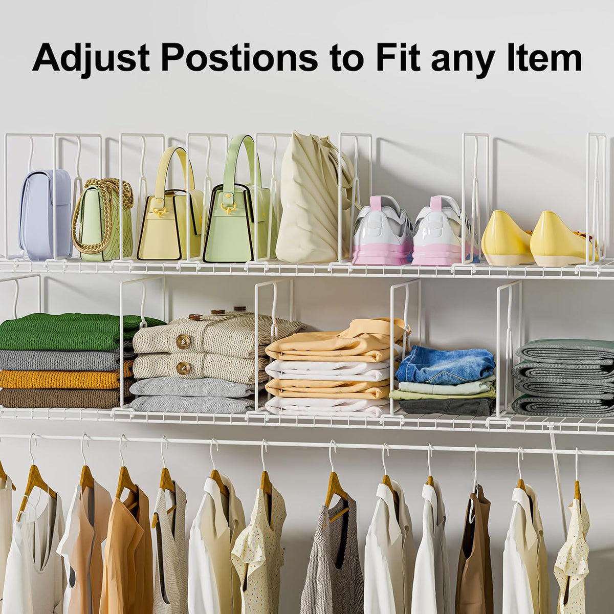 SortNStore Wire Shelf Dividers for Closet: Tall 10.6in x Deep 12in, 16 Pack