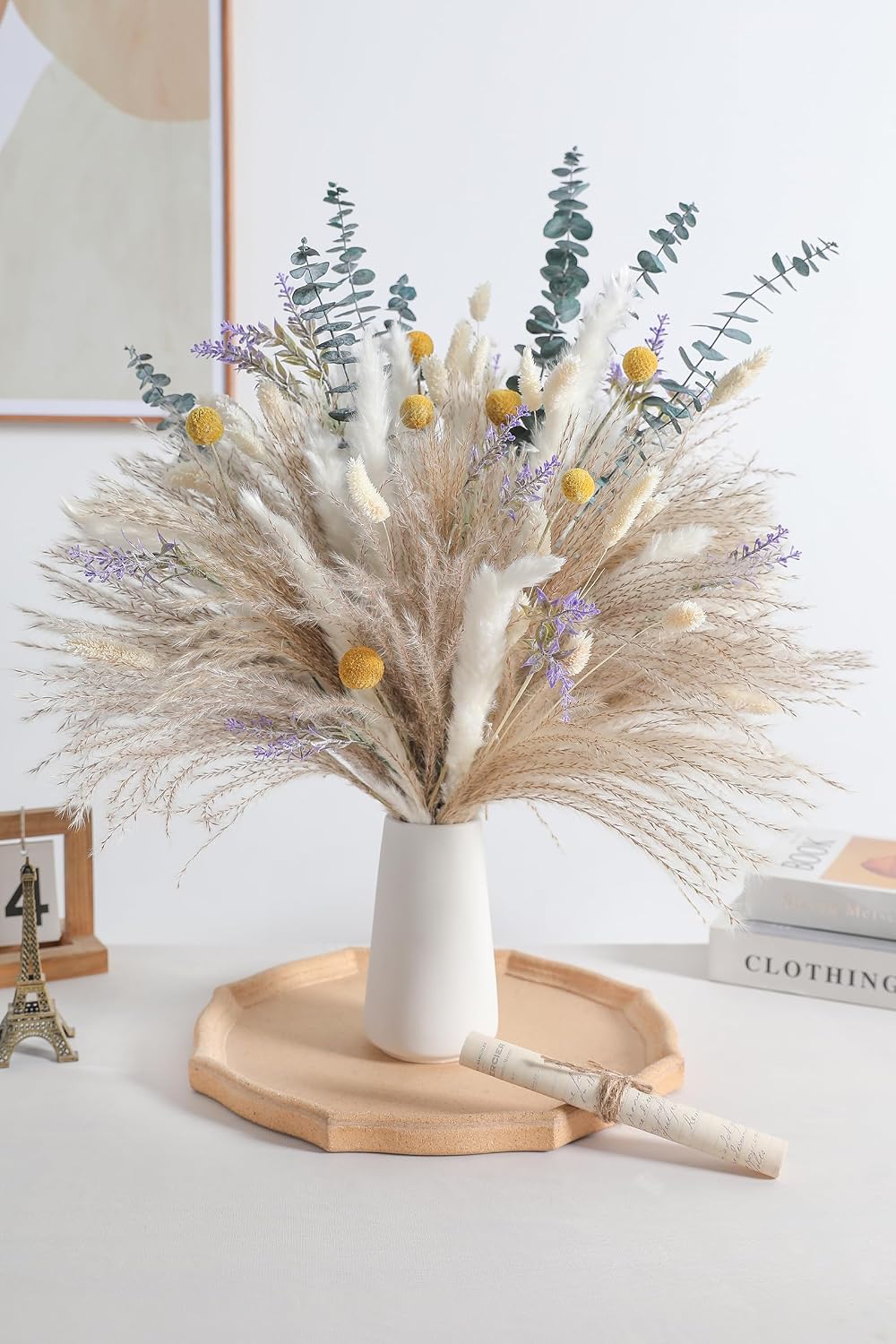 Serra Flora Natural Dried Pampas Eucalyptus Rabbit Tail Grass,(Pack of 66pcs) with 6 Kinds of DIY Bridal Artificial Bouquets Home Decor Wedding Floral Arrangement Table Centerpieces
