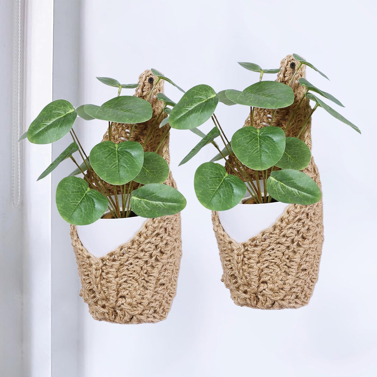 2 Pack Macrame Wall Plant Hanger for 4 inch, Wall Plant Basket