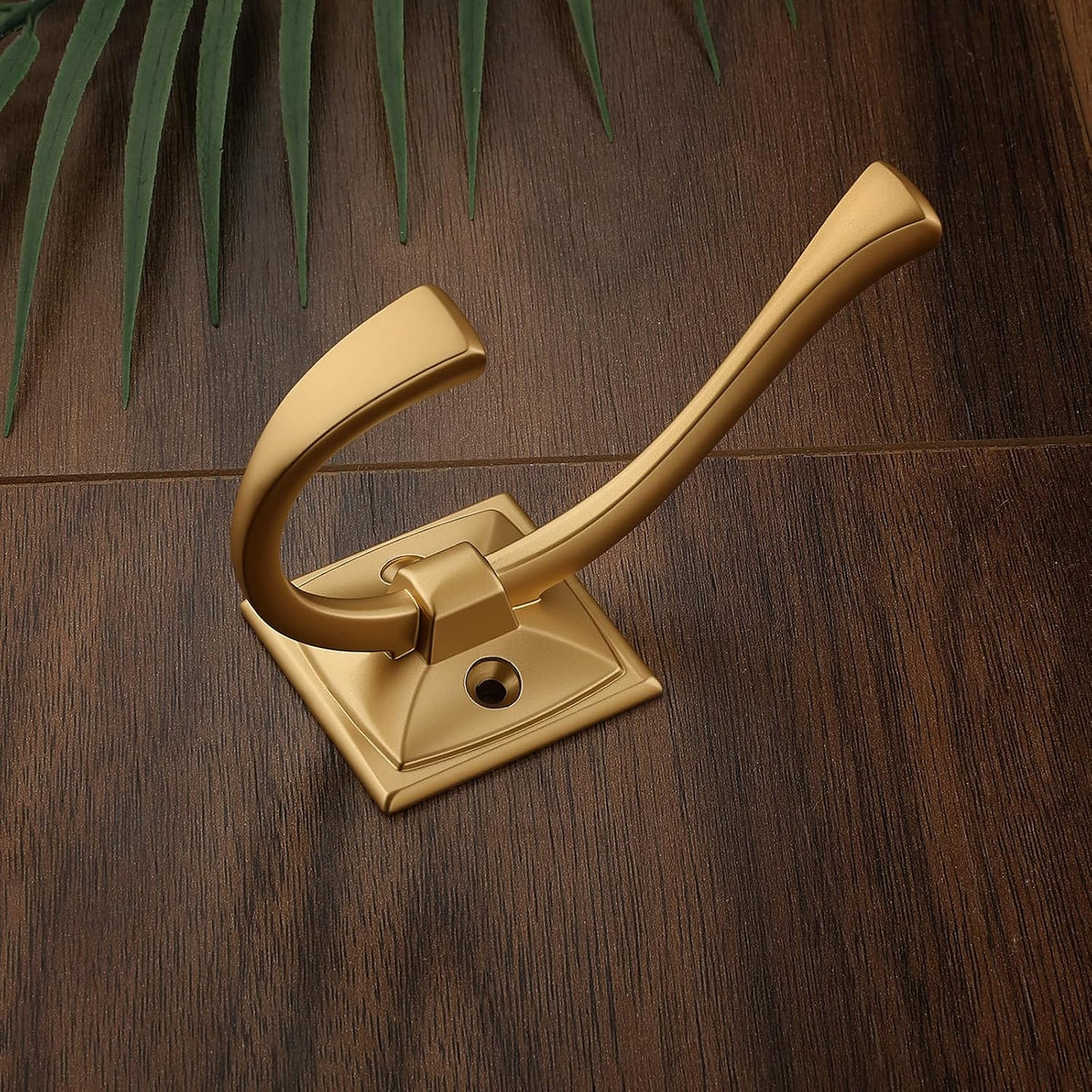 HARPOON 5 Pack 4.3" Double Prong Wall Hooks Brushed Gold Coat Towel Hooks