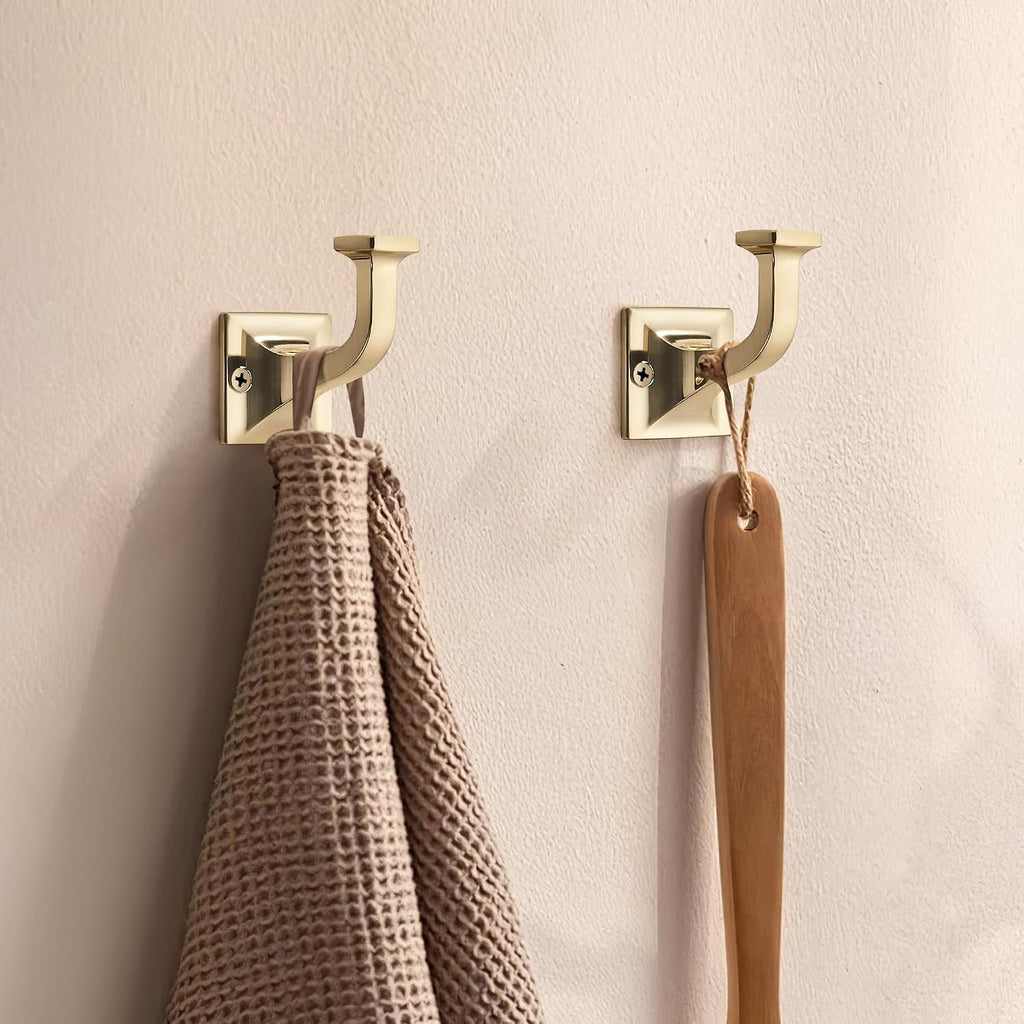 SAILING 5 Pack Coat Hooks - Champagne Bronze Robe Hooks Decorative Wall Hooks for Bathroom Bedroom Kitchen Towel Robe Clothes Cabinet Closet Bathroom Hardware