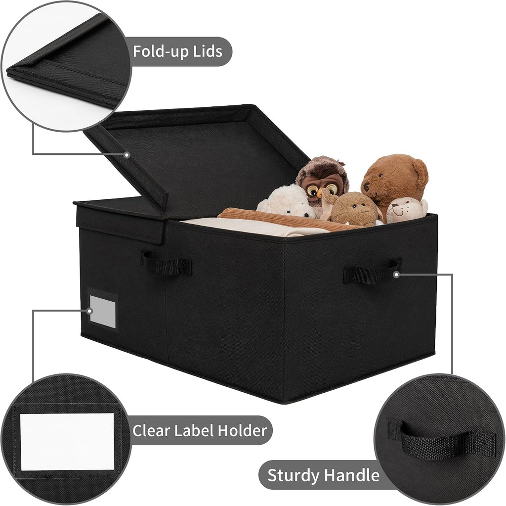 GRANNY SAYS Extra Large Storage Bins with Lids, Closet Bins, Black