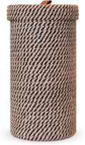 Handmade Cotton & Jute Toilet Paper Holder – Woven Toilet Paper Stand & Storage Basket with Lid, Freestanding Organizer for Bathroom, Fits 3 Mega Rolls 14" x 7''