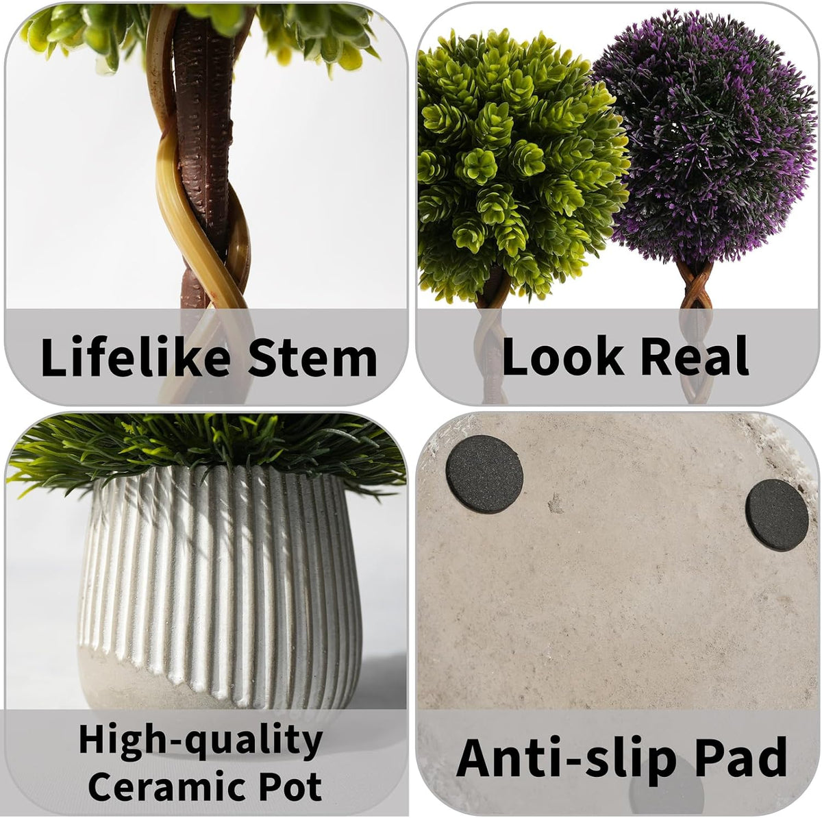 3 Pack 1.2ft Small Artificial Ball Boxwood Topiary Tree Indoor