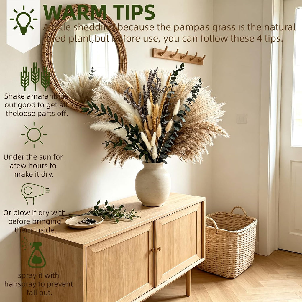 530/450Pcs Dried Pampas Grass Set for Dry Flower Home Decor (530Pcs Nature)